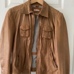 Massimo Dutti Tan Leather Jacket